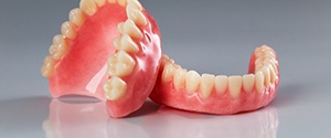 closeup on a set of full dentures