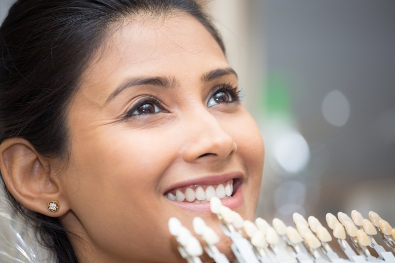 Woman getting porcelain veneers