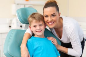 mother and son visit family dentist