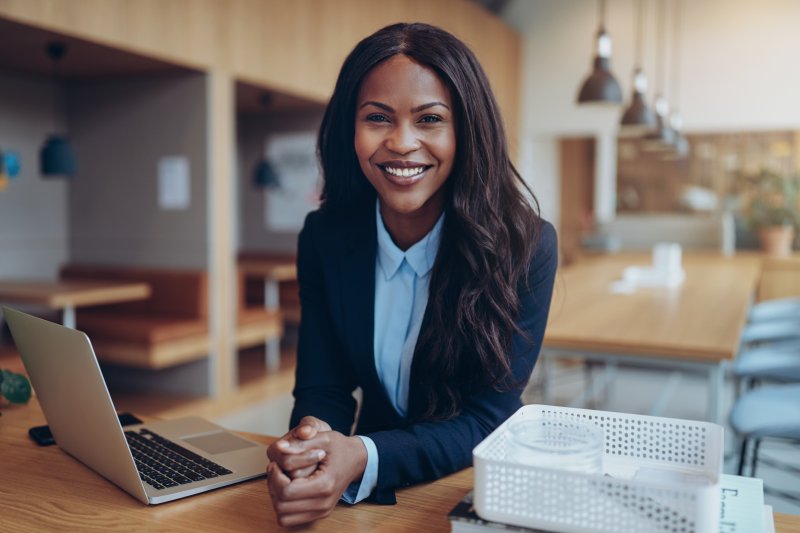 Woman smiling with veneers