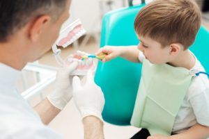 Young boy at dentist